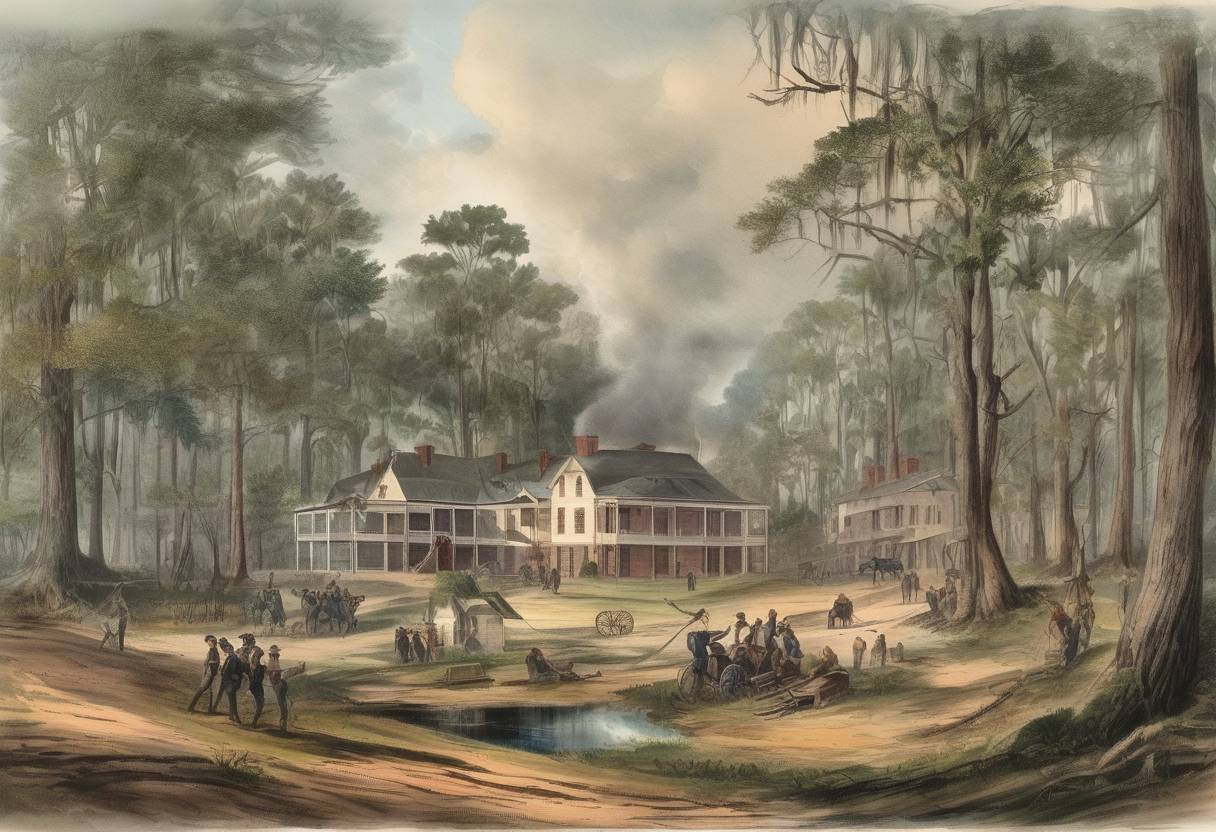 Watercolor painting based depiction of Florida secedes from the Union during the American Civil War. (1861)