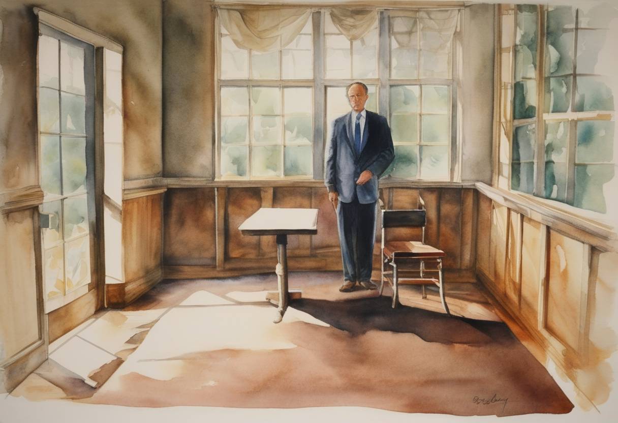 Watercolor painting based depiction of Billy Bailey became the last person to be hanged in the United States after waiving a more standard lethal injection process. (1996)