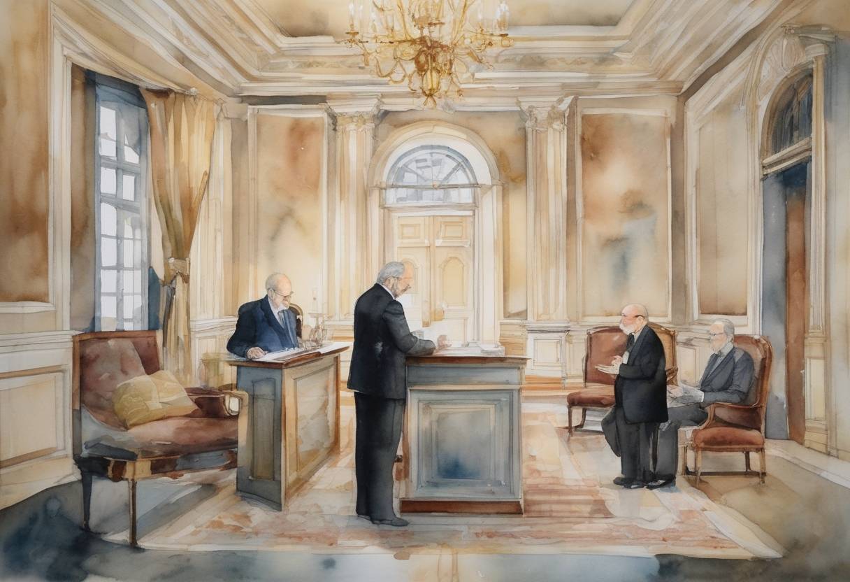 Watercolor painting based depiction of The Nobel Prize in Economic Sciences was awarded to Ben S. Bernanke, Douglas W. Diamond, and Philip H. Dybvig for their research on banks and financial crises. (2022)