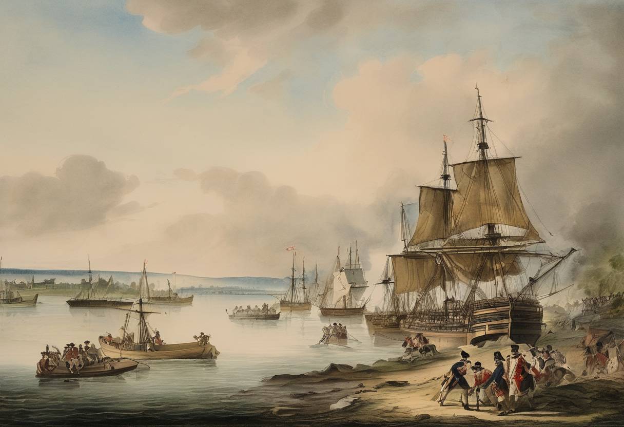 Watercolor painting based depiction of Ethan Allen was captured by British forces during the Battle of Longue-Pointe, near Montreal, in the American Revolutionary War. (1775)