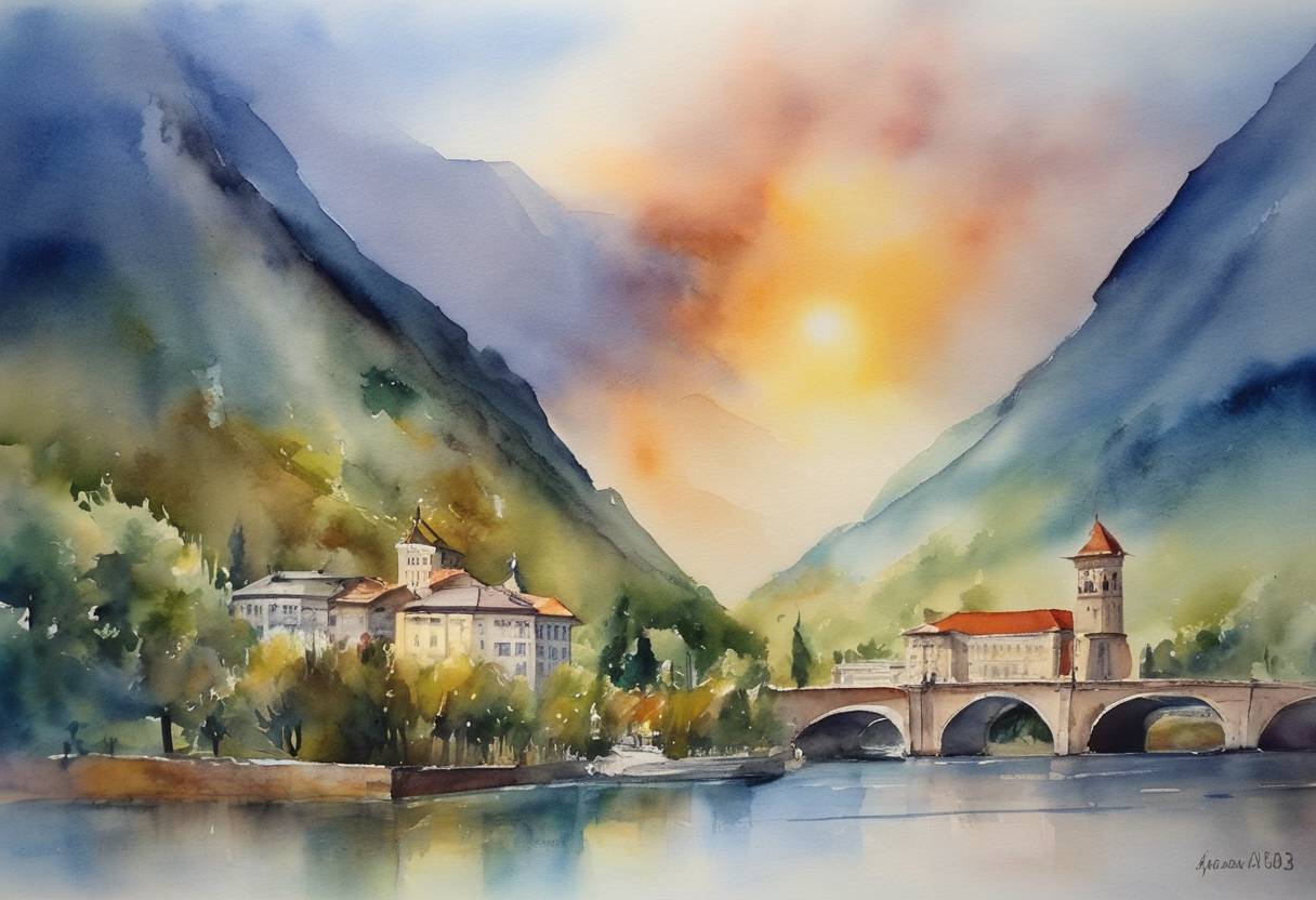 Watercolor painting based depiction of Armenia became a full member of the World Trade Organization (WTO), joining as its 156th member. (2012)