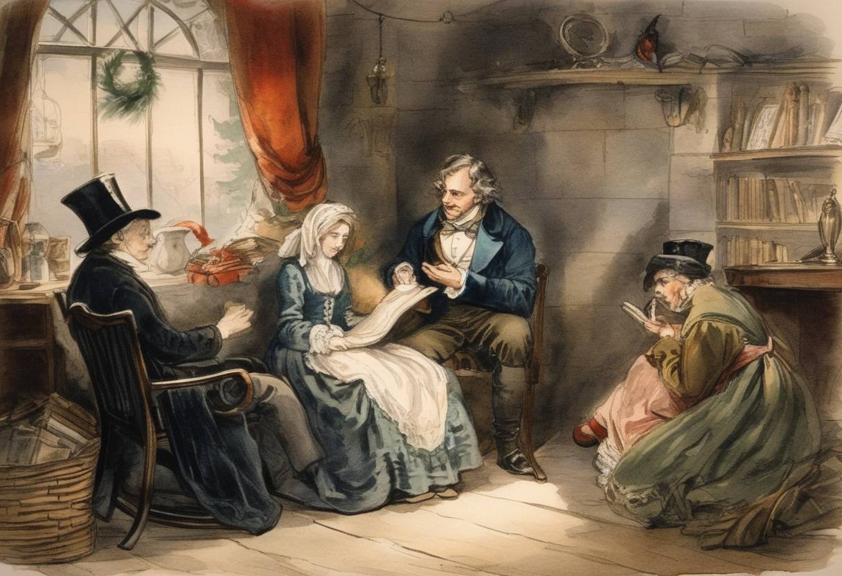 Watercolor painting based depiction of Charles Dickens's novella 'A Christmas Carol' was published, quickly becoming a classic work of English literature. (1843)