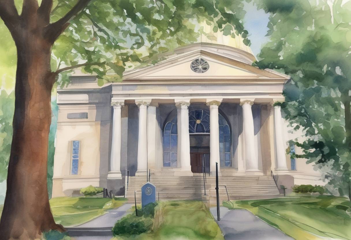 Watercolor painting based depiction of The Pittsburgh synagogue shooting occurred at the Tree of Life – Or L'Simcha Congregation, resulting in the deaths of 11 people. It was the deadliest attack on the Jewish community in the United States. (2018)