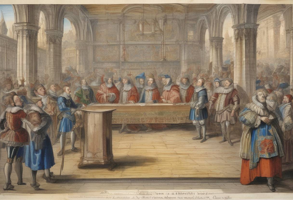 Watercolor painting based depiction of King Henry IV of France issued the Edict of Nantes, granting substantial rights to the Huguenots and ending the French Wars of Religion. (1598)