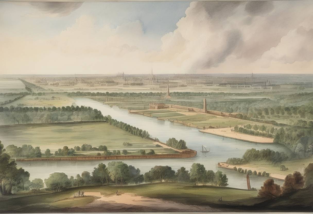 Watercolor painting based depiction of The United States purchased the Louisiana Territory from France in a deal known as the Louisiana Purchase, effectively doubling the size of the nation. (1803)