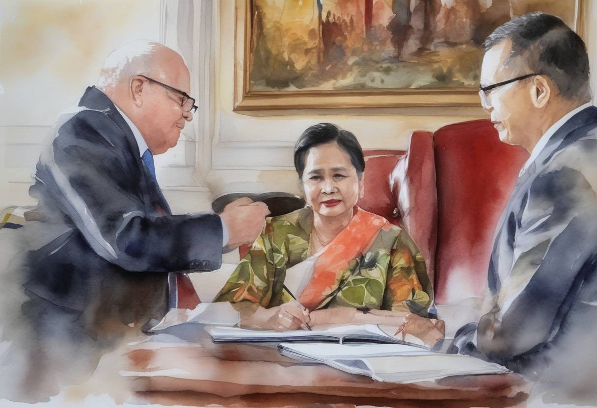 Watercolor painting based depiction of A memorandum of understanding was signed between Australia and Indonesia on counter-terrorism cooperation. (2021)