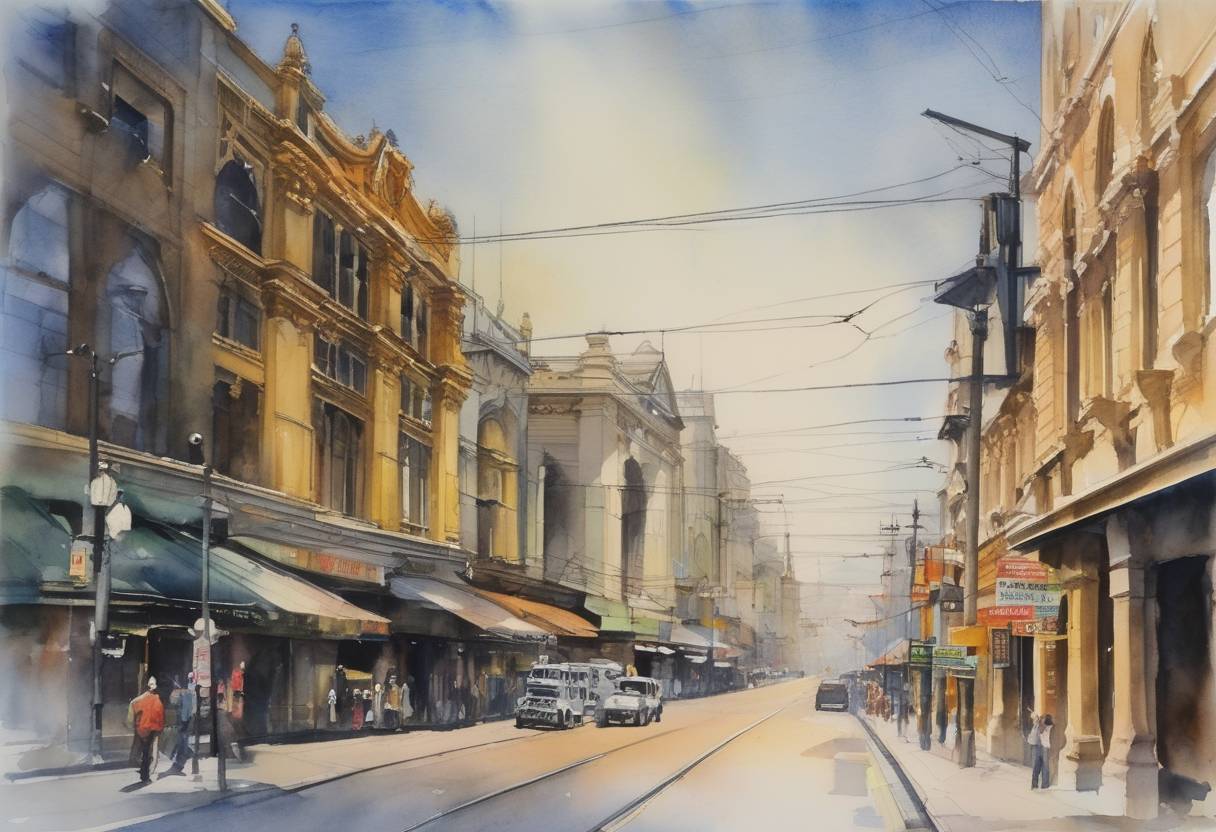 Watercolor painting based depiction of The Australian state of Victoria enacted the Victoria Electric Industry (Financial Distribution) Act 2000, crucial in the restructuring of the state's electricity industry. (2000)