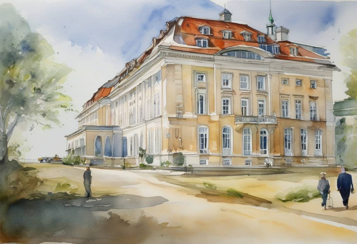 Watercolor painting based depiction of At the G8 Summit in Heiligendamm, Germany, leaders reached an agreement to cut carbon emissions in half by the year 2050. (2007)