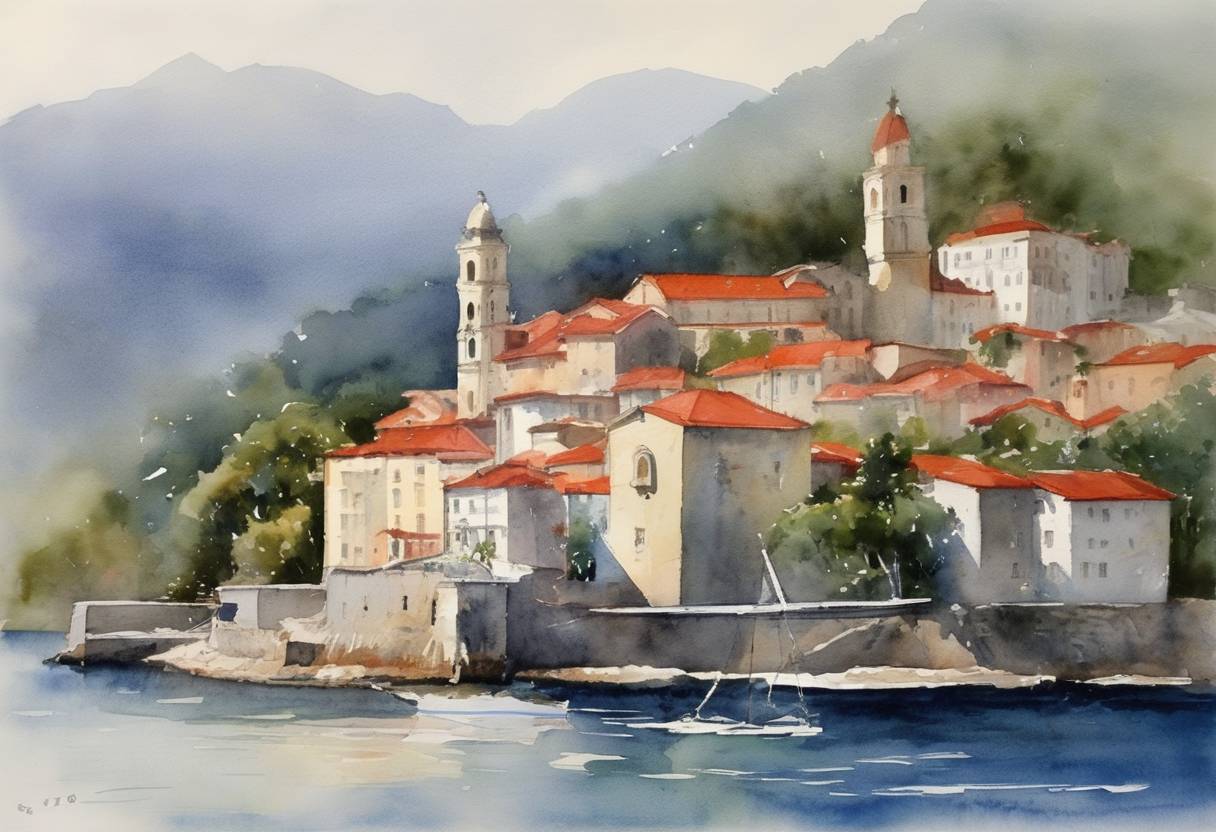 Watercolor painting based depiction of Montenegro joined the United Nations, becoming the 192nd member state after gaining independence from Serbia. (2006)