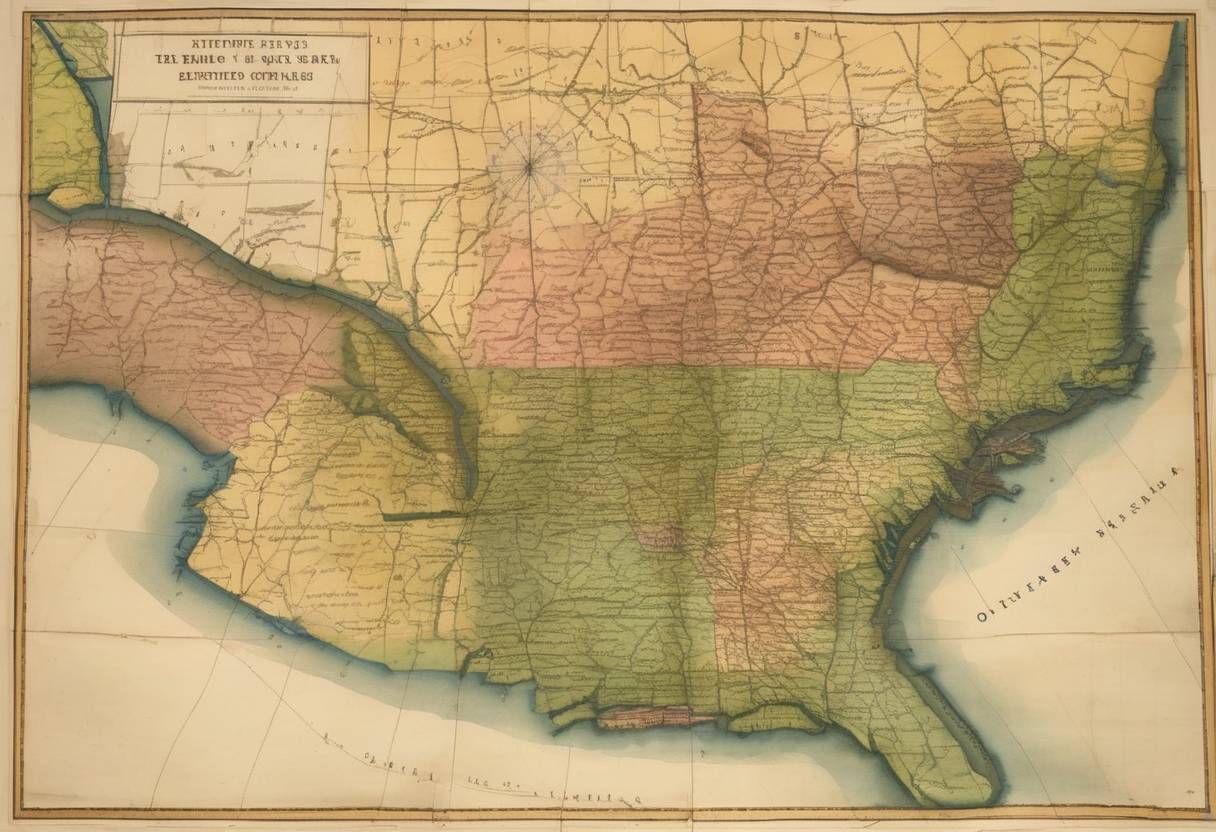 Watercolor painting based depiction of The Territory of Orleans became the state of Louisiana, admitted as the 18th state of the United States. (1812)