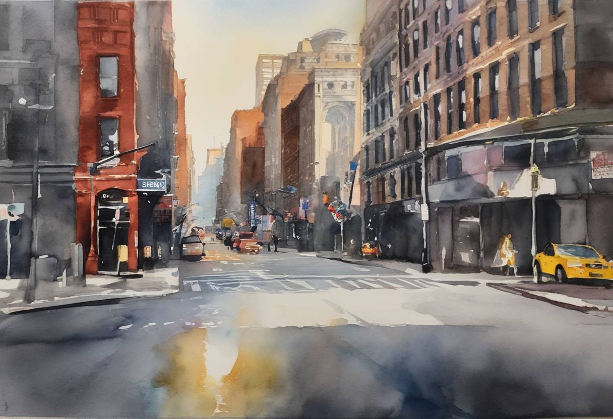 Watercolor painting based depiction of David Letterman hosted his final episode of the Late Show, concluding a 33-year-long career as a late-night talk show host on American television. (2015)
