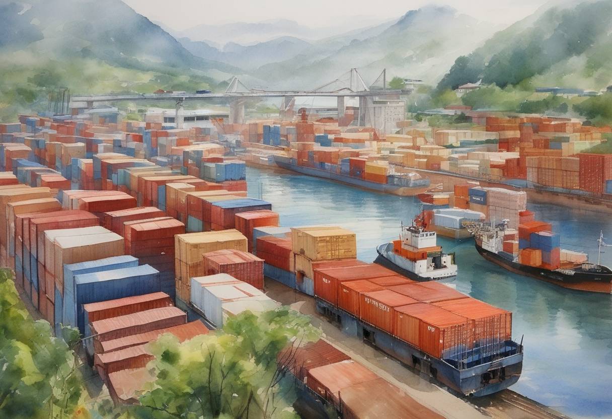 Watercolor painting based depiction of Vietnam becomes the 150th member of the World Trade Organization (WTO), marking a significant milestone in its economic reform and global integration efforts. (2007)