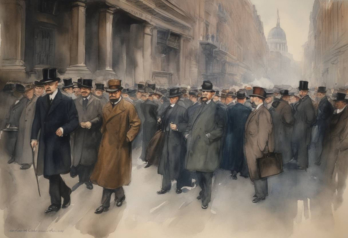 Watercolor painting based depiction of Dr. Crippen was found guilty at the Old Bailey in London for the murder of his wife, Cora Crippen. (1910)
