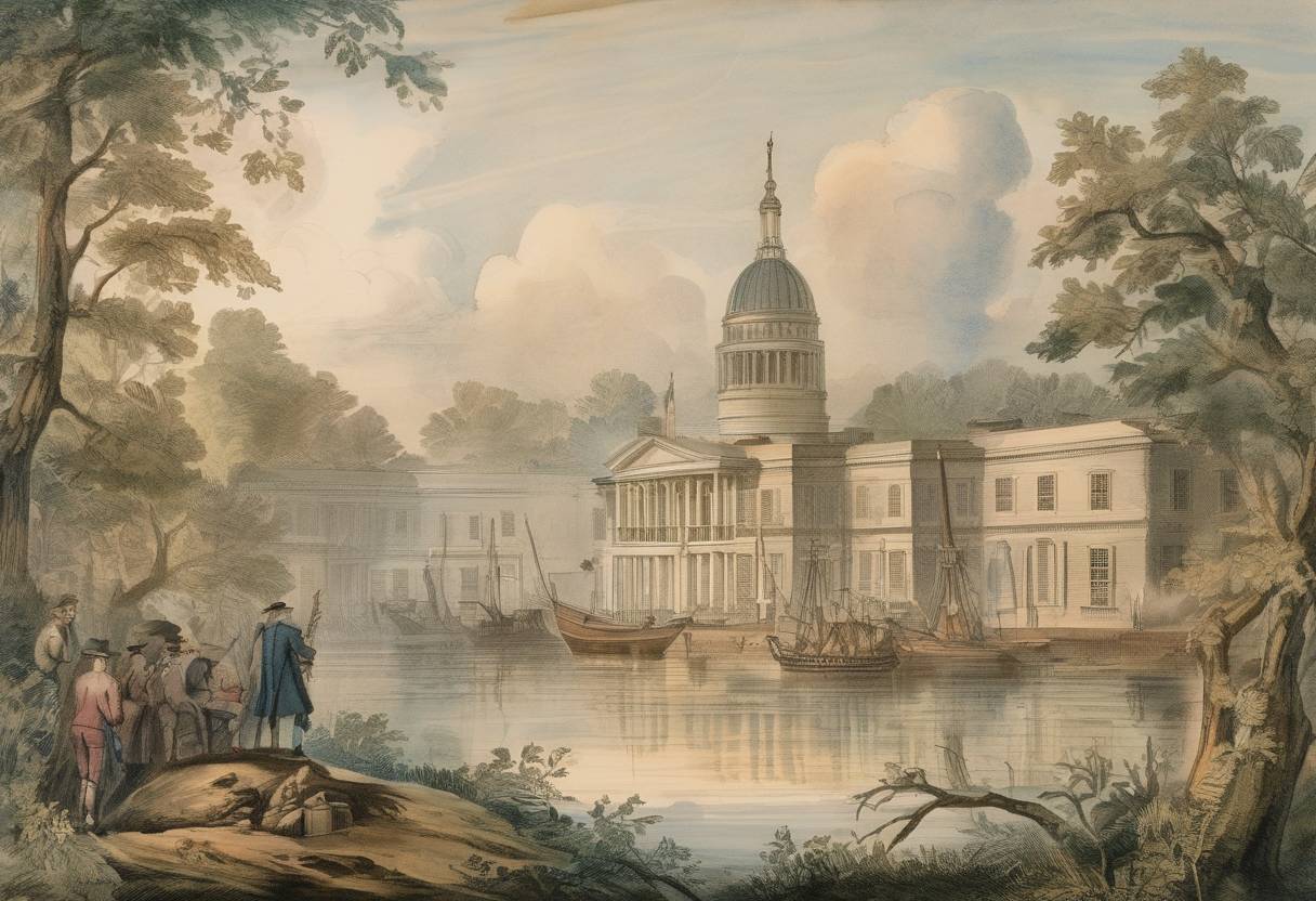 Watercolor painting based depiction of Thomas Paine published the first of his American Crisis pamphlets, which began with the famous line, 'These are the times that try men's souls.' (1776)