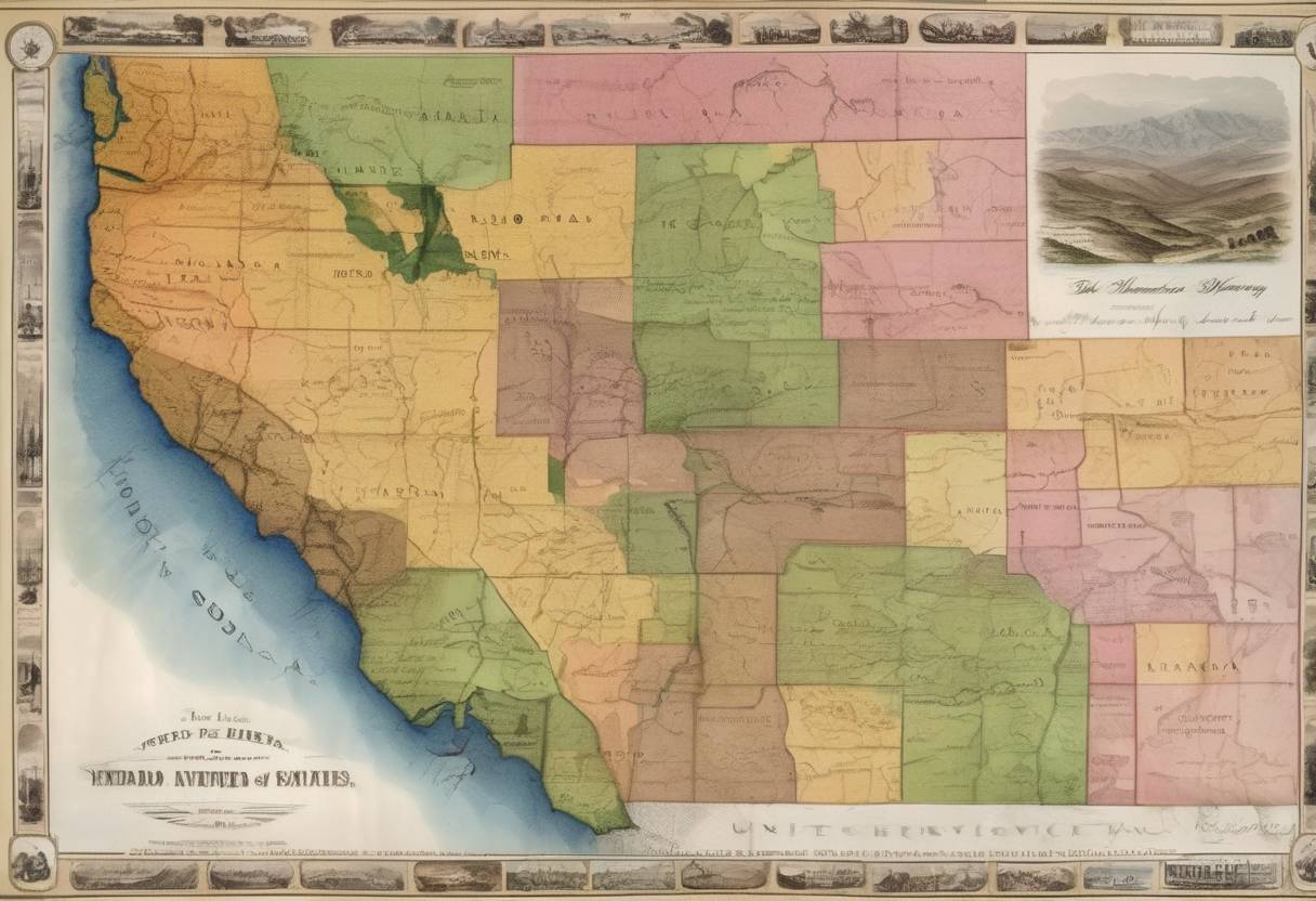 Watercolor painting based depiction of The Territory of Nevada is created by the U.S. Congress. (1861)