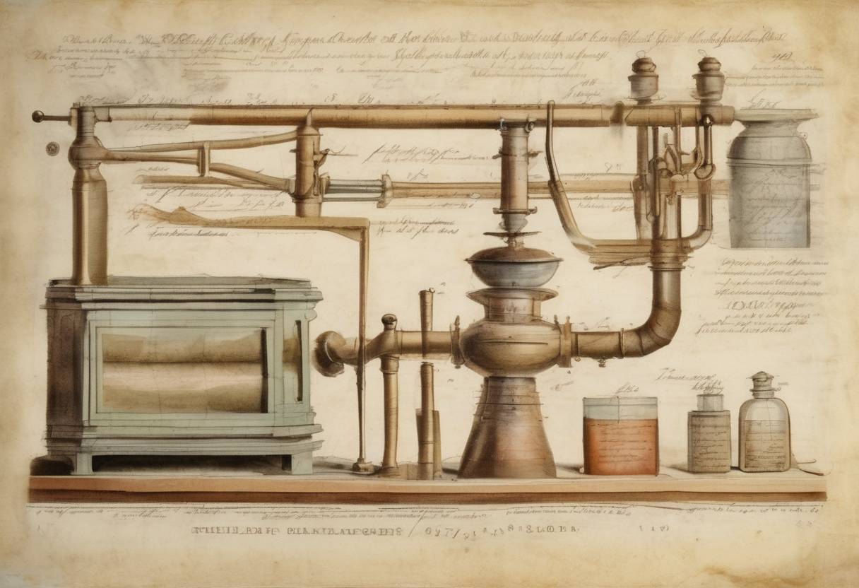 Watercolor painting based depiction of The first U.S. patent was issued to Samuel Hopkins for a process of making potash, an ingredient used in fertilizer. (1790)