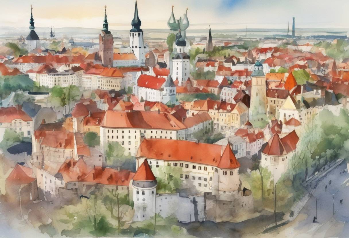 Watercolor painting based depiction of Estonia declared its independence from the Soviet Union. (1991)