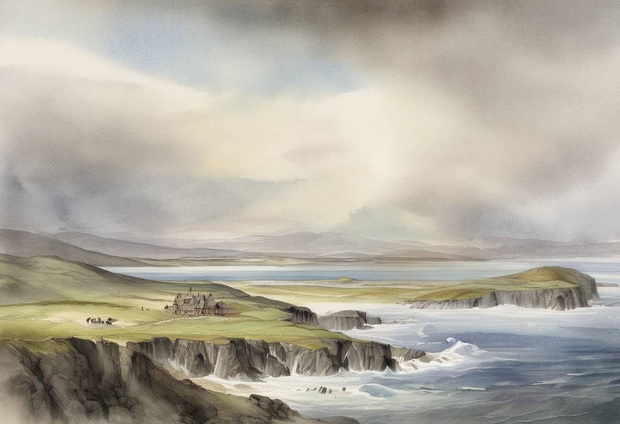 Watercolor painting based depiction of The United Kingdom claimed sovereignty over the Falkland Islands. (1833)