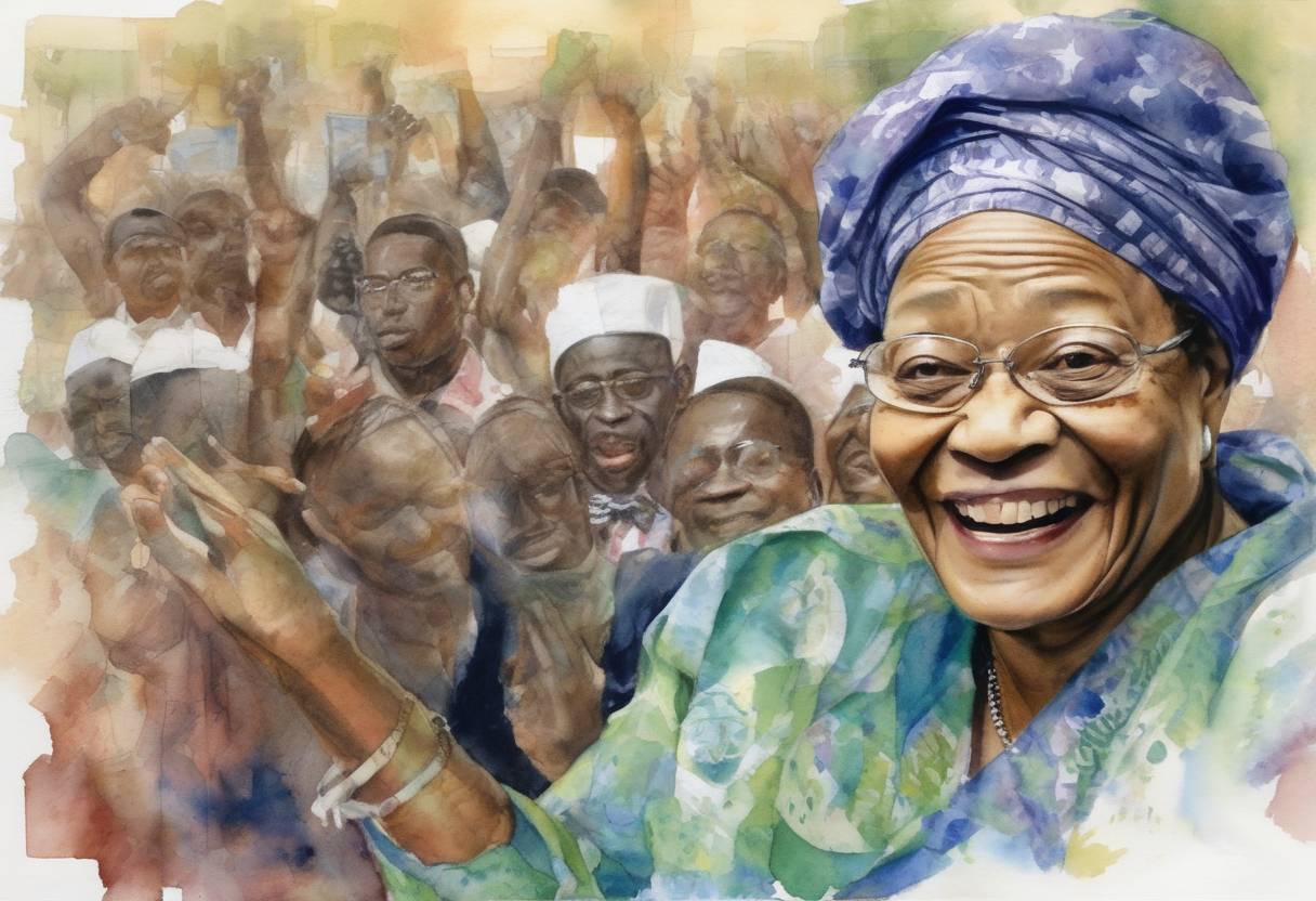 Watercolor painting based depiction of Ellen Johnson Sirleaf is declared the winner of the Liberian presidential election, becoming Africa's first elected female head of state. (2005)