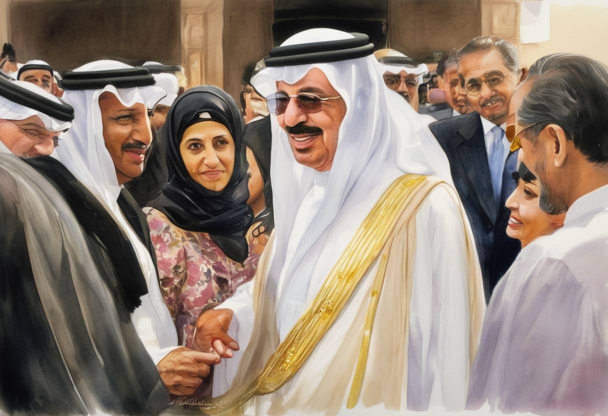 Watercolor painting based depiction of King Abdullah of Saudi Arabia granted women the right to vote and run in future elections, marking a significant policy change in the kingdom's political landscape. (2011)