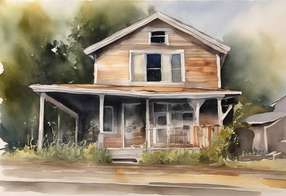 Watercolor painting based depiction of A magnitude 6.4 earthquake struck Northern California, causing widespread damage, power outages, and two fatalities. (2022)