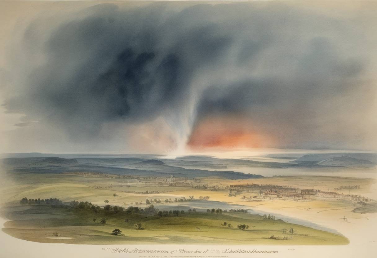 Watercolor painting based depiction of The discovery of the element Lanthanum is announced by Swedish chemist Carl Gustaf Mosander. He discovered it by isolating it from impure cerium nitrate. (1843)