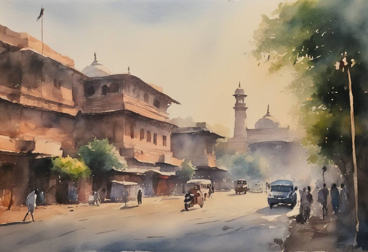 Watercolor painting based depiction of The Indian government formally revoked Article 370 of the Indian Constitution, which granted special autonomy to the region of Jammu and Kashmir. The move was met with widespread condemnation from various parties within India and neighboring Pakistan, escalating tensions in the region. (2019)