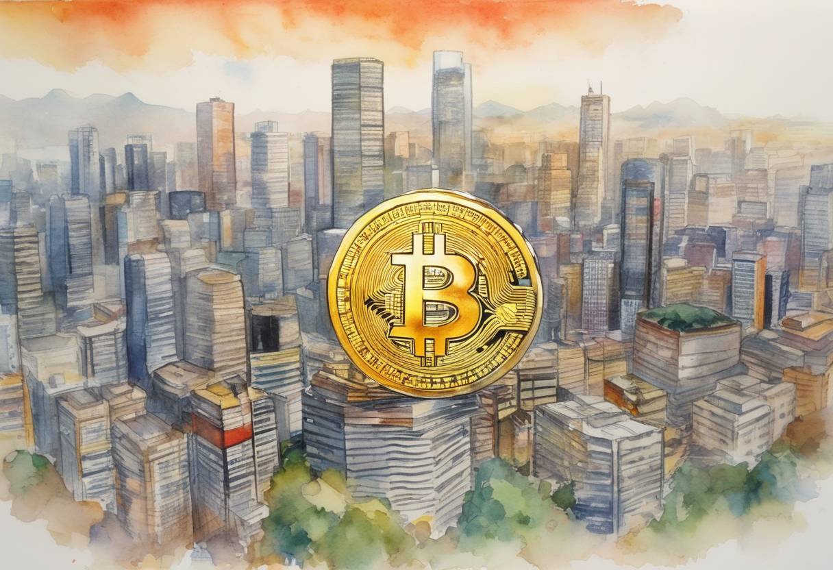 Watercolor painting based depiction of Bitcoin exchange Mt. Gox filed for bankruptcy protection in Tokyo, revealing that it had lost about 850,000 bitcoins worth around $450 million at the time, following a major hack. This event had significant repercussions for the cryptocurrency market, leading to increased scrutiny and demands for better regulation of digital currencies. (2014)