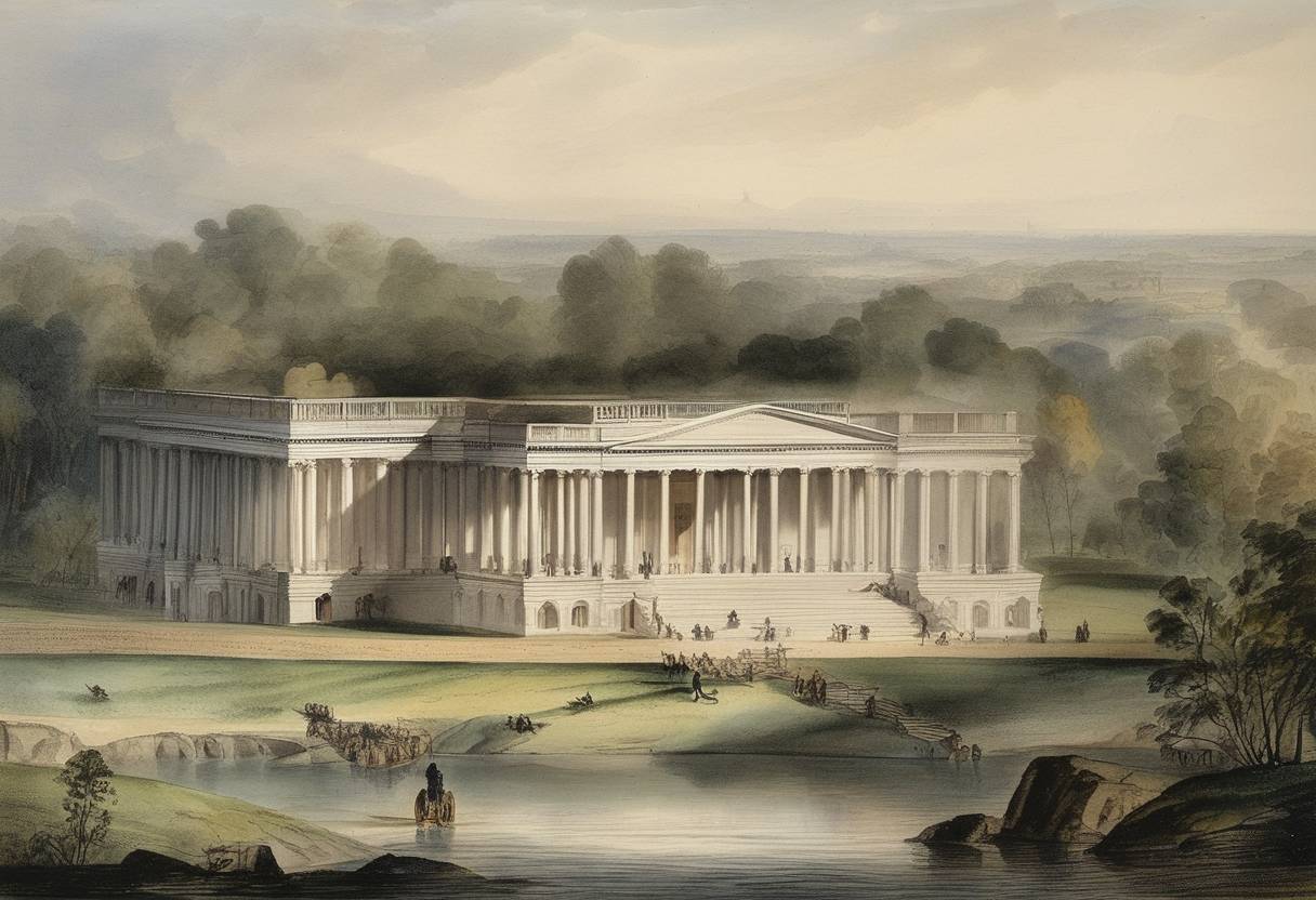 Watercolor painting based depiction of Henry Clay introduced a compromise bill in the U.S. Senate that would become known as the Compromise of 1850. (1850)