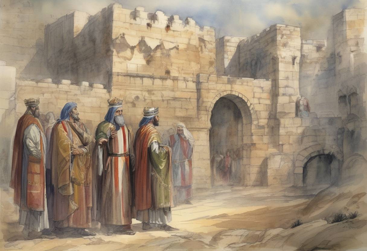 Watercolor painting based depiction of Conrad of Montferrat, King of Jerusalem, was assassinated in Tyre, two days after his title to the throne was confirmed by election. (1192)