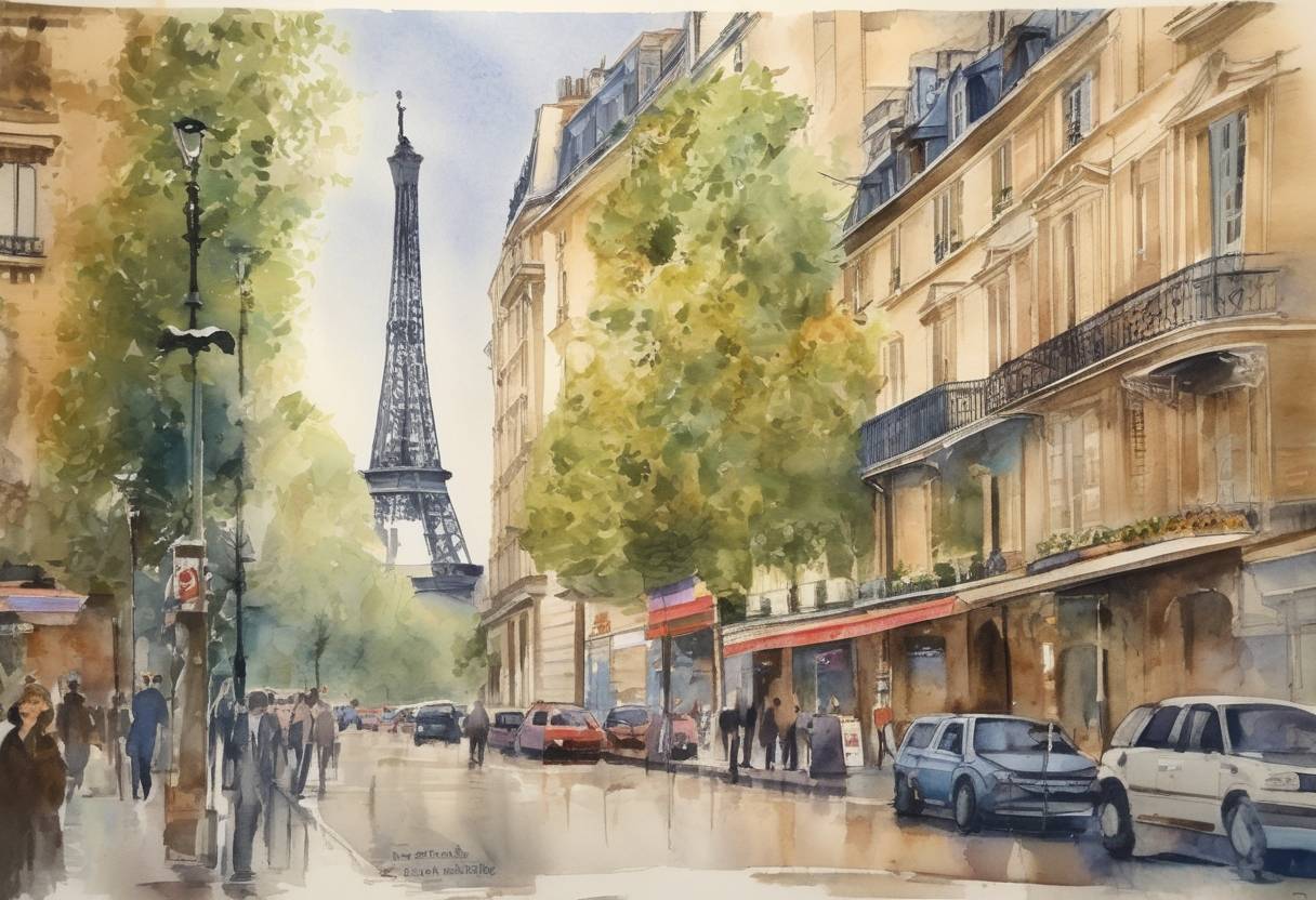 Watercolor painting based depiction of Édith Cresson became the first female Prime Minister of France. (1991)