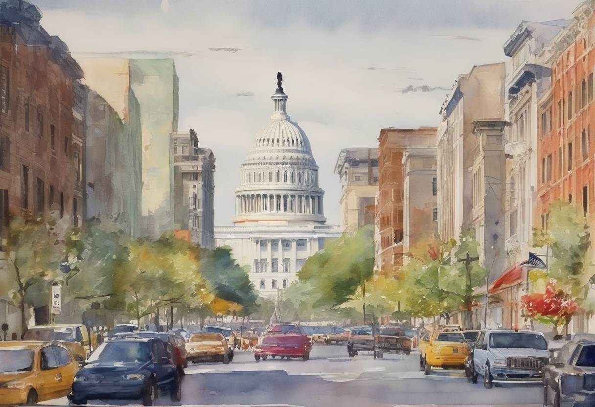 Watercolor painting based depiction of The United States population officially reached 300 million according to the U.S. Census Bureau. (2006)