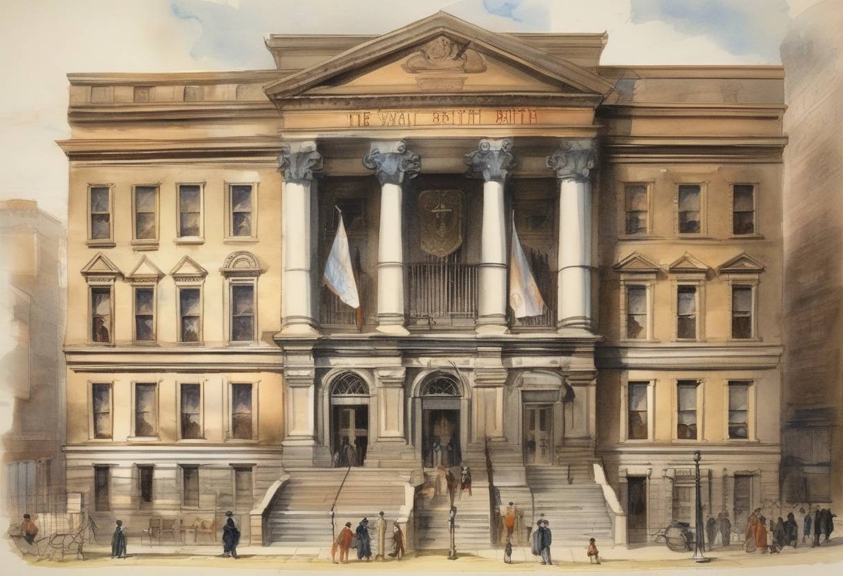 Watercolor painting based depiction of The B'nai B'rith, the oldest Jewish service organization in the world, was founded in New York City. (1843)
