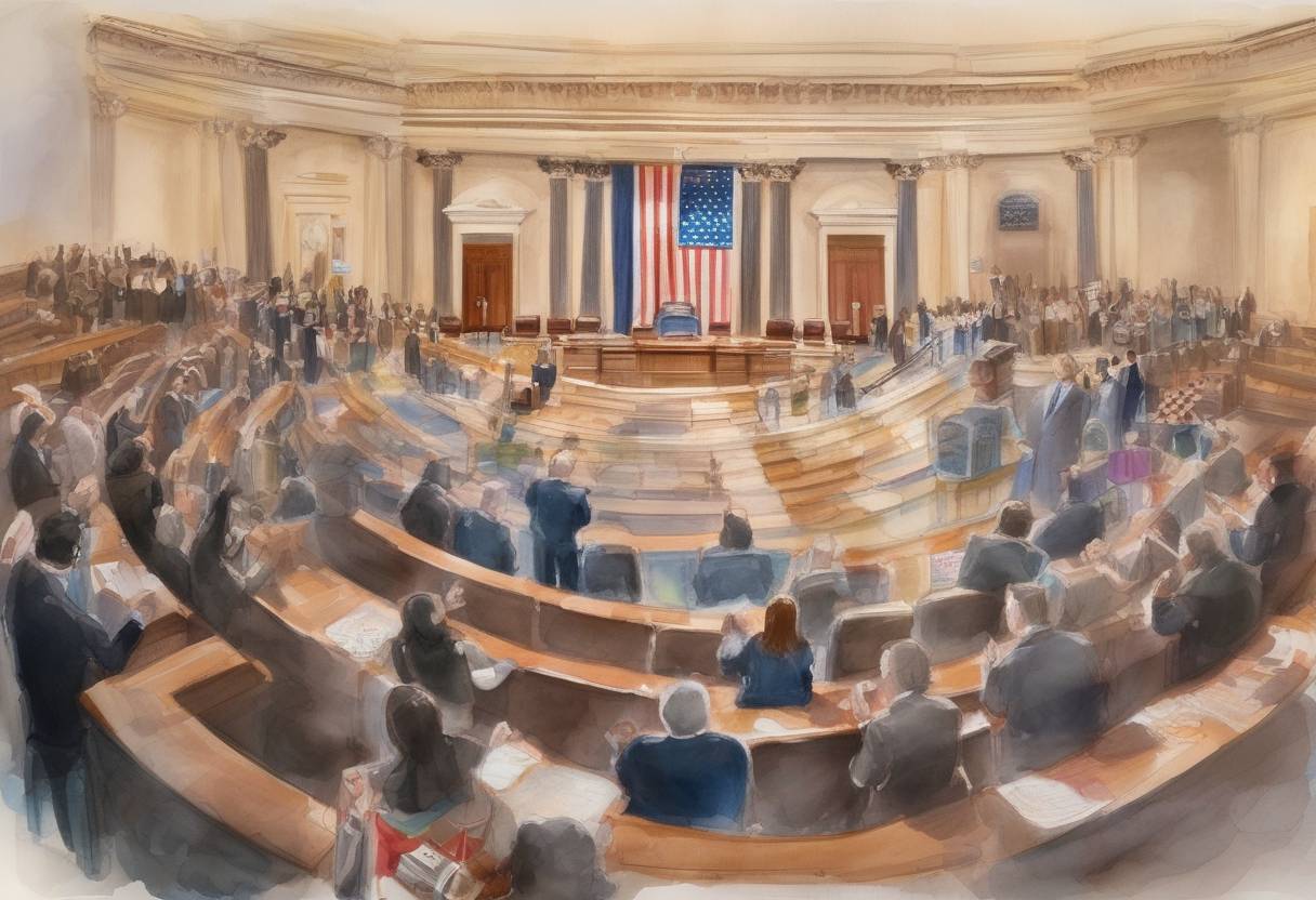 Watercolor painting based depiction of The U.S. Senate passes a comprehensive immigration reform bill, which includes a path to citizenship for undocumented immigrants. (2013)