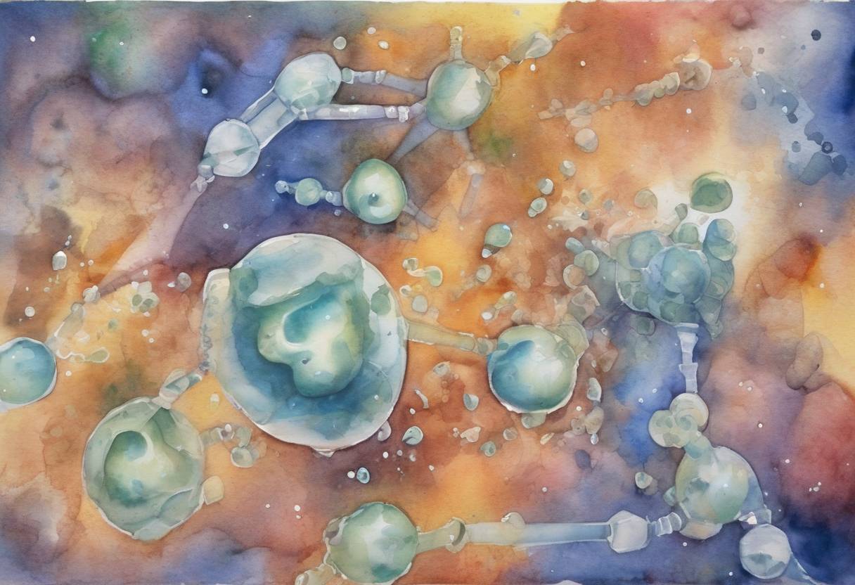 Watercolor painting based depiction of NASA announced the discovery of the bacterium GFAJ-1, which was able to incorporate arsenic into its DNA, challenging the traditional understanding of the biochemistry of life. (2010)
