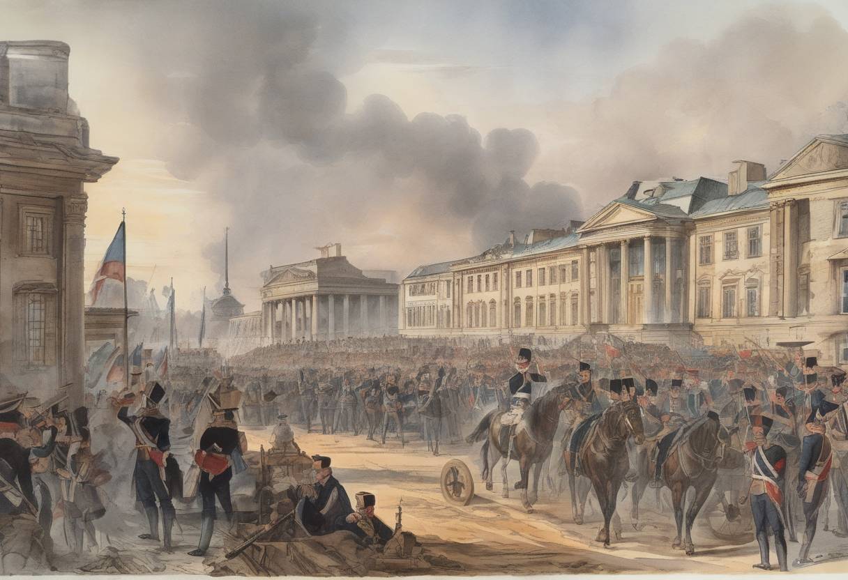 Watercolor painting based depiction of Prussia declared war on France, leading to the War of the Fourth Coalition. (1806)