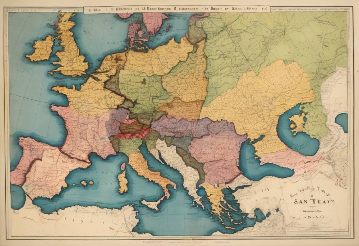 Watercolor painting based depiction of The Treaty of Berlin was signed, revising the earlier Treaty of San Stefano and effectively ending the Russo-Turkish War (1877–78). It significantly altered the map of Southeast Europe, providing autonomy to several Balkan states and redefining Ottoman and Russian territorial boundaries. (1878)