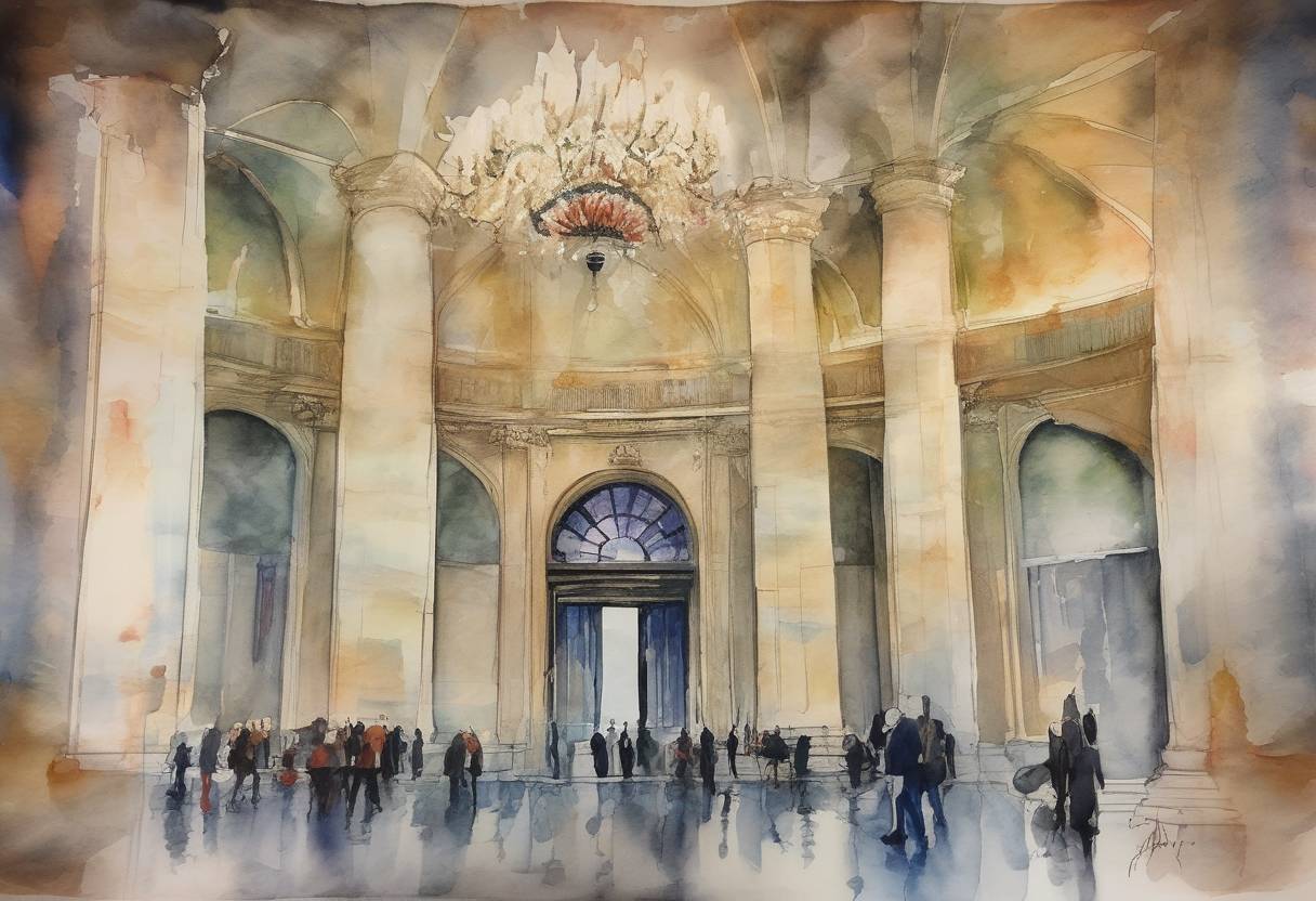 Watercolor painting based depiction of The United States reimposed sanctions on Iran that had been lifted under the 2015 nuclear deal, following President Donald Trump's decision to withdraw from the agreement earlier in the year. (2018)