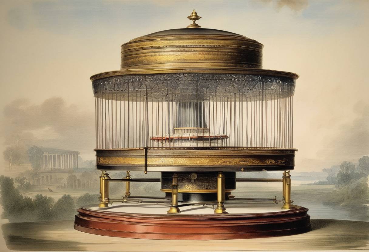 Watercolor painting based depiction of William Lincoln patented the zoetrope, a device that produces the illusion of motion from a rapid succession of static pictures. (1867)