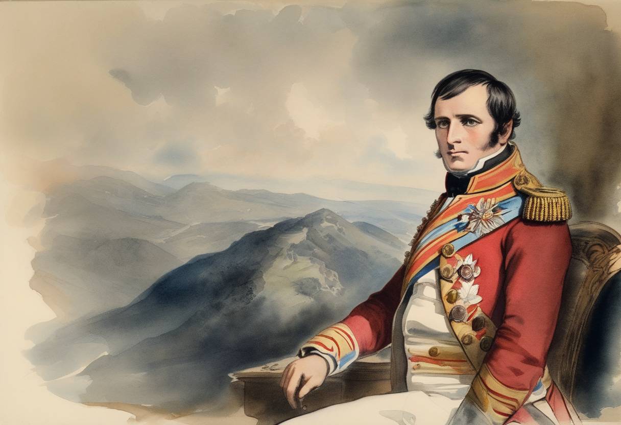 Watercolor painting based depiction of The French socialist and revolutionary leader Louis-Napoleon Bonaparte, prior to becoming Emperor Napoleon III, was elected as a representative for Corsica in the French National Assembly. (1849)
