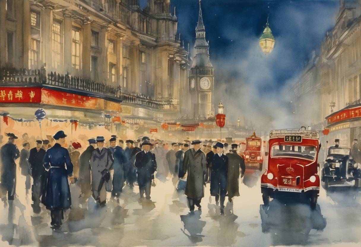 Watercolor painting based depiction of The United Kingdom recognizes the People's Republic of China. (1950)