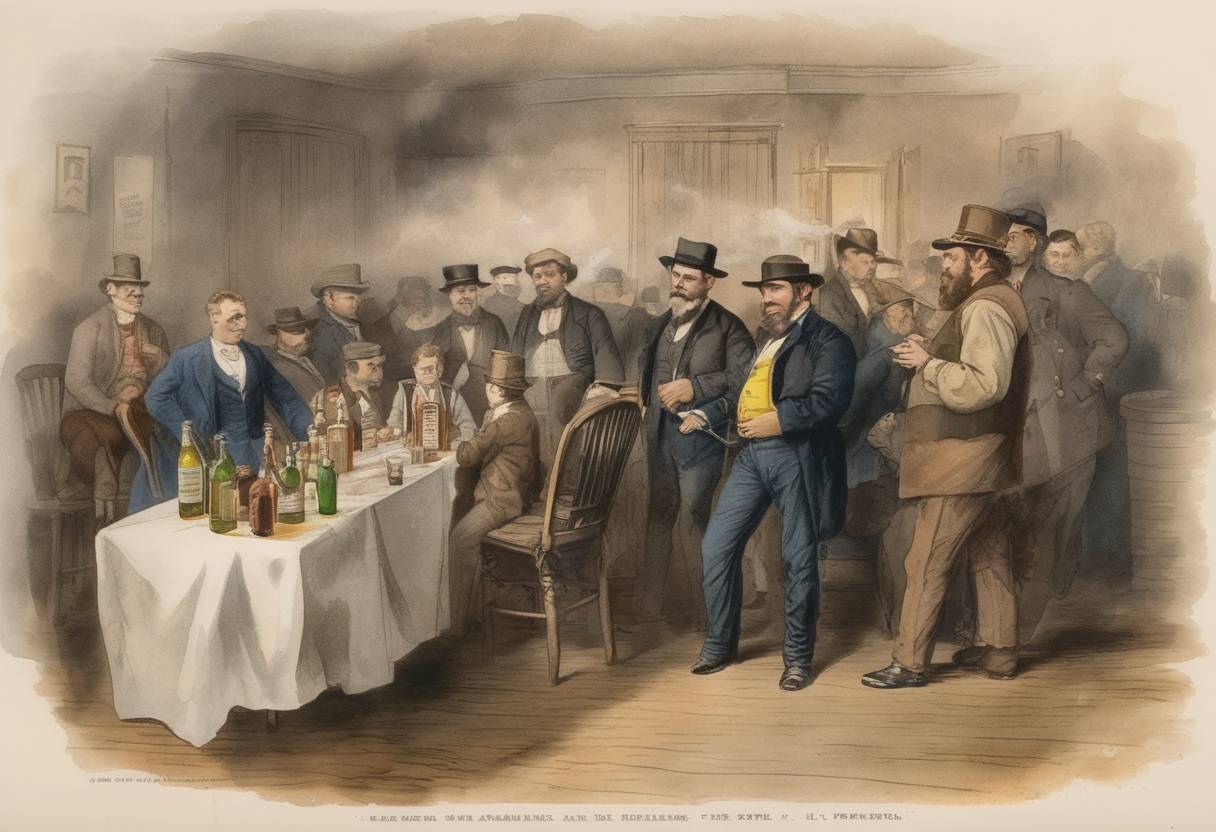 Watercolor painting based depiction of Kansas becomes the first U.S. state to prohibit all alcoholic beverages, setting a precedent for later Prohibition laws. (1881)