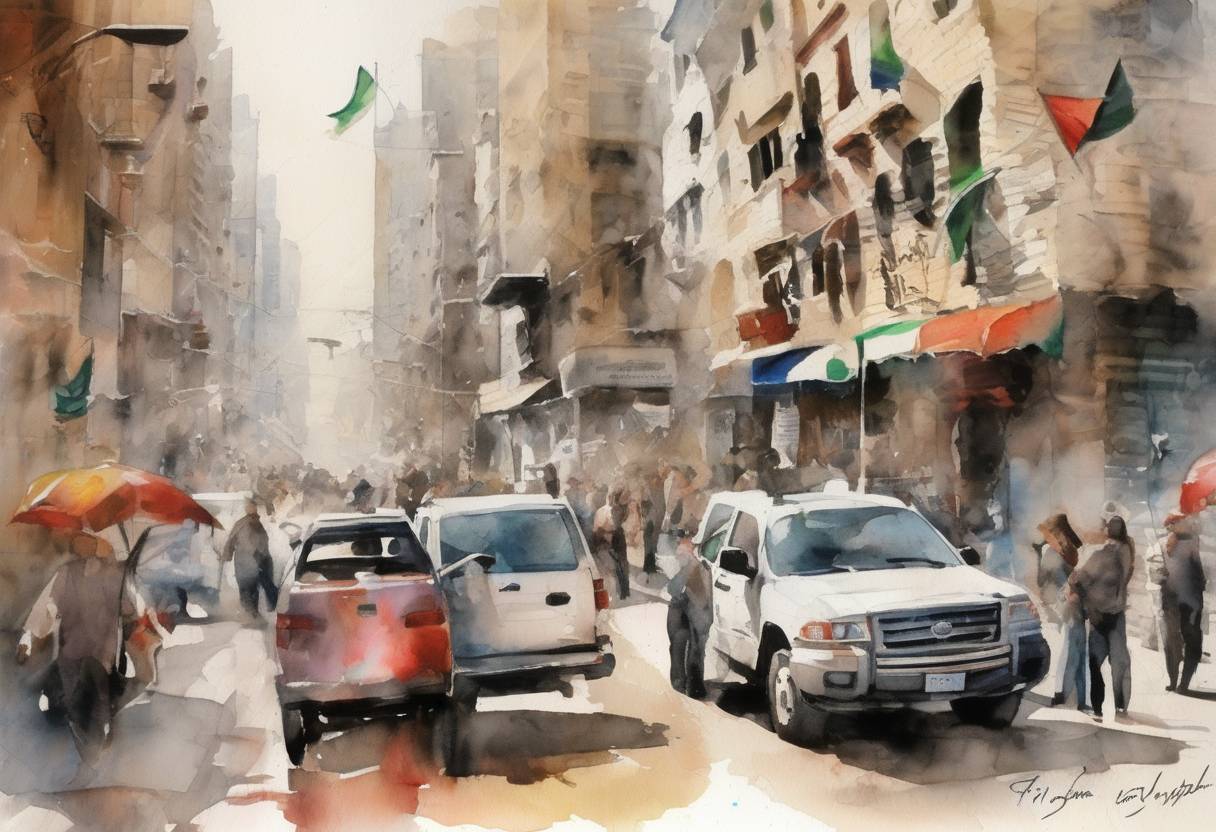 Watercolor painting based depiction of The United Nations recognized Palestine as a non-member observer state, a significant step in the Palestinian bid for statehood recognition. (2011)