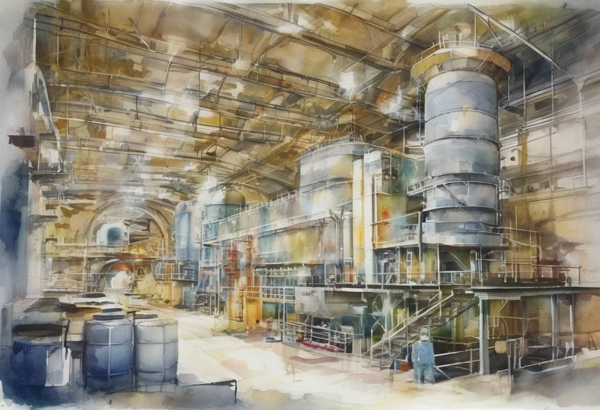 Watercolor painting based depiction of The International Atomic Energy Agency (IAEA) released a report stating that Iran had halted its nuclear weapons program in 2003, a significant development in international relations and nuclear non-proliferation efforts. (2007)