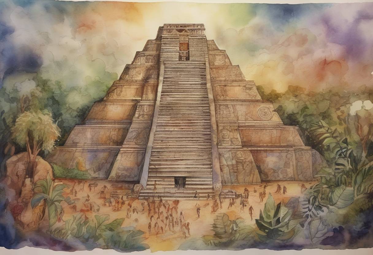 Watercolor painting based depiction of The world did not end, contrary to the popular interpretation of the Mayan calendar, which some believed predicted an apocalypse on this date. (2012)