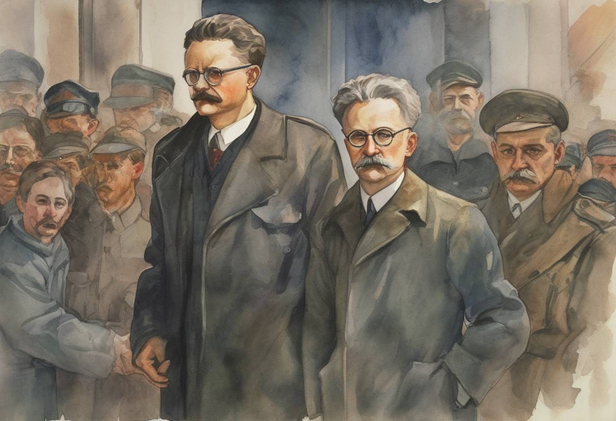 Watercolor painting based depiction of Leon Trotsky is expelled from the Soviet Communist Party, marking a significant power shift in the Soviet Union and consolidating Joseph Stalin's control. (1927)