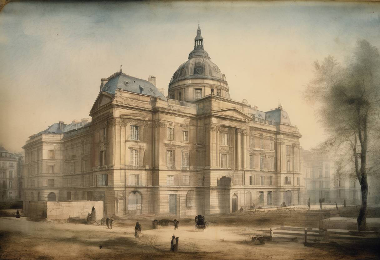 Watercolor painting based depiction of The French Academy of Sciences announced the Daguerreotype photography process. (1839)