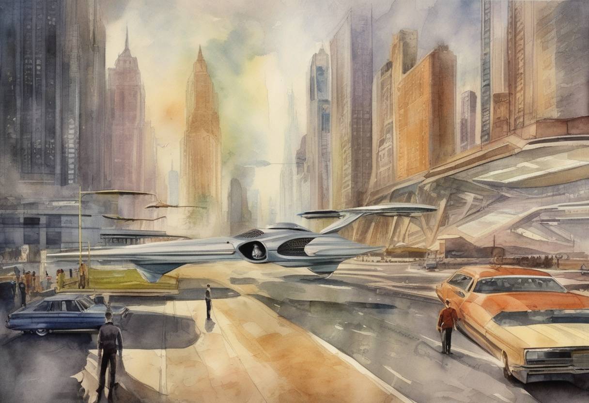 Watercolor painting based depiction of The first episode of Star Trek airs on NBC. (1966)