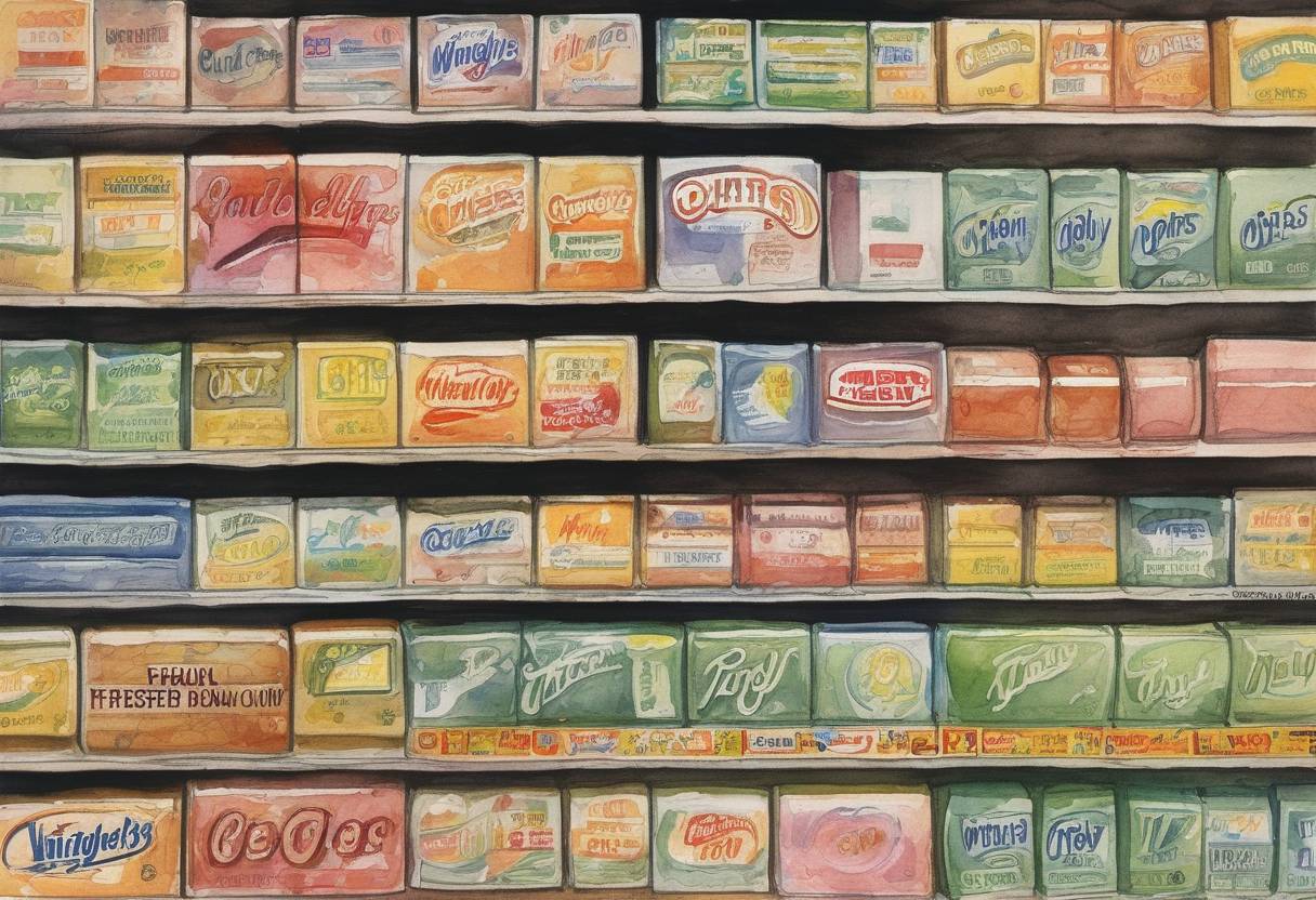 Watercolor painting based depiction of The Universal Product Code (UPC) was scanned for the first time to sell a pack of Wrigley's chewing gum at a supermarket in Troy, Ohio. (1974)