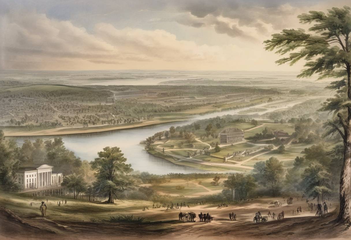 Watercolor painting based depiction of The Confederate States of America was formed in Montgomery, Alabama, by representatives from six southern states that seceded from the United States. (1861)